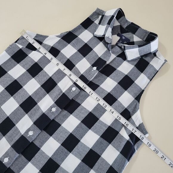 Gap Women's Black Buffalo Check Sleeveless Button-Down Shirt Dress - Picture 3 of 10